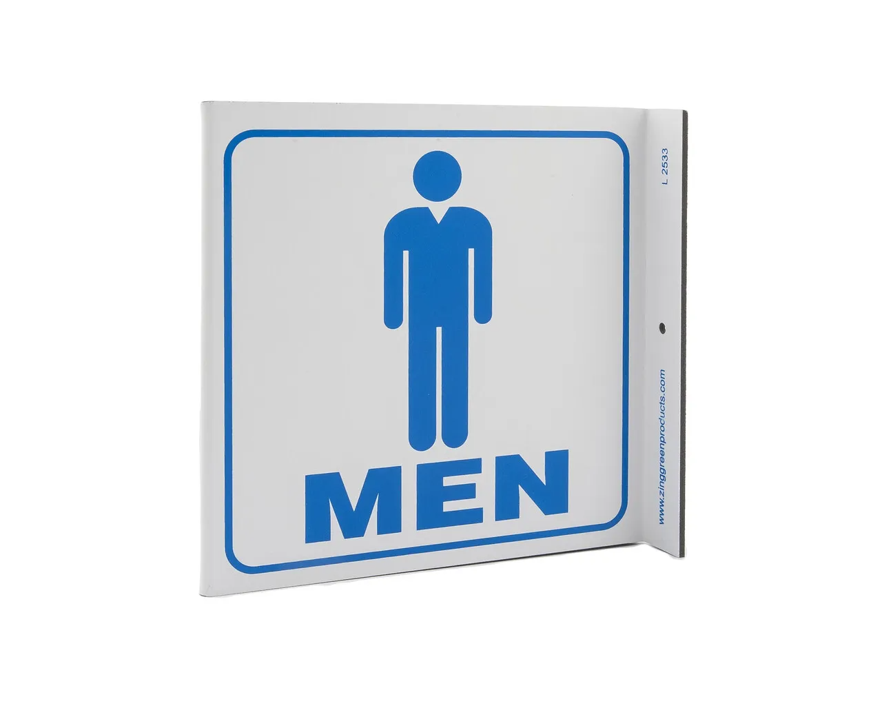 ZING 2533 Eco Public Facility L Sign, Restroom Men, 7Hx2.5Wx7D, Recycled Plastic