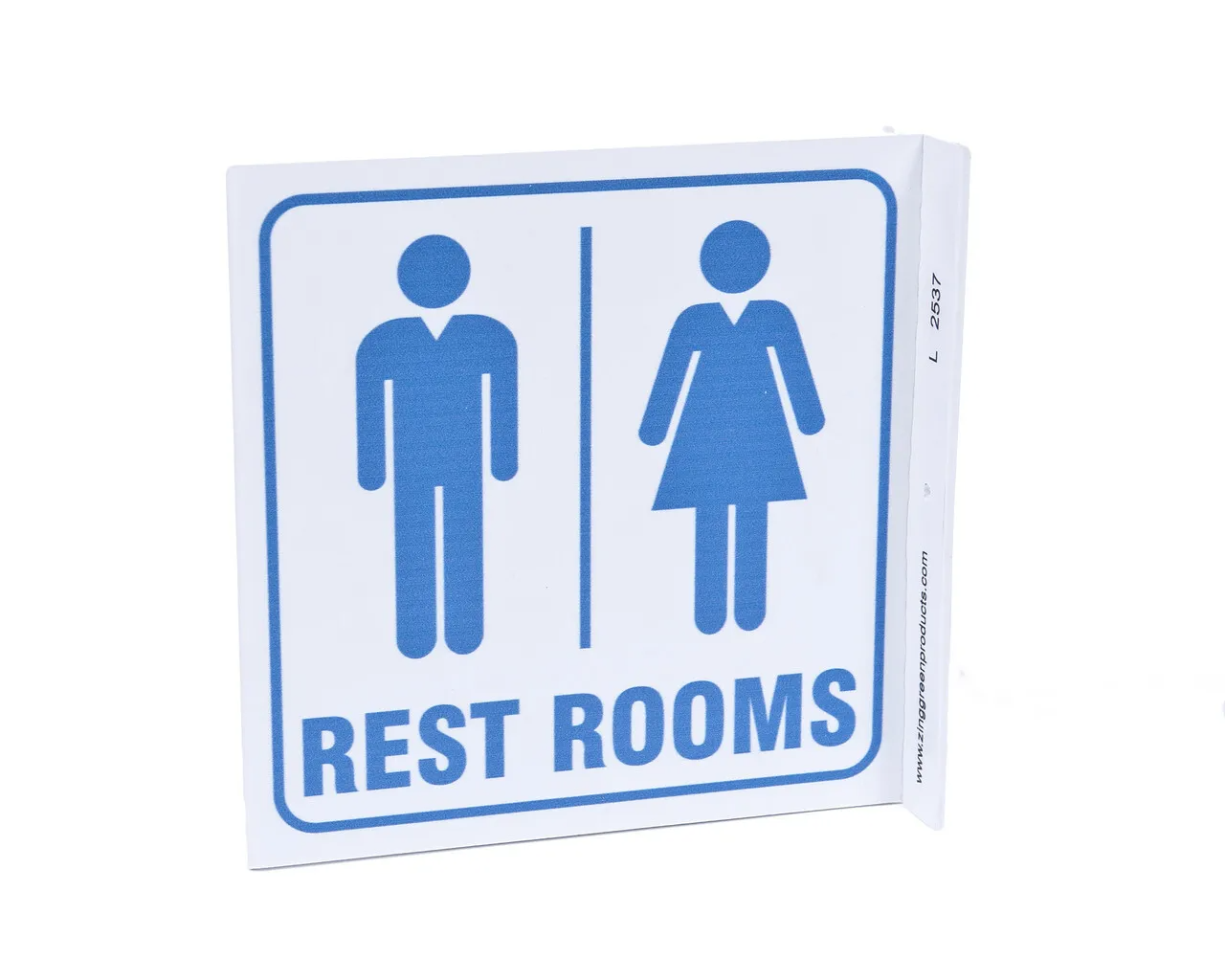 ZING 2537 Eco Public Facility L Sign, Rest Rooms, 7Hx2.5Wx7D, Recycled Plastic
