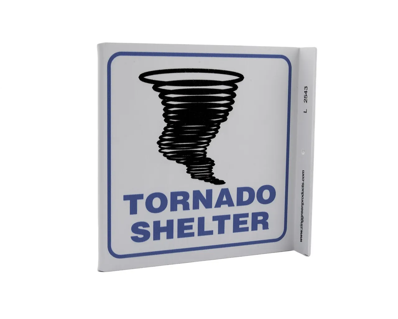 ZING 2543 Eco Safety L Sign, Tornado Shelter, 7Hx2.5Wx7D, Recycled Plastic