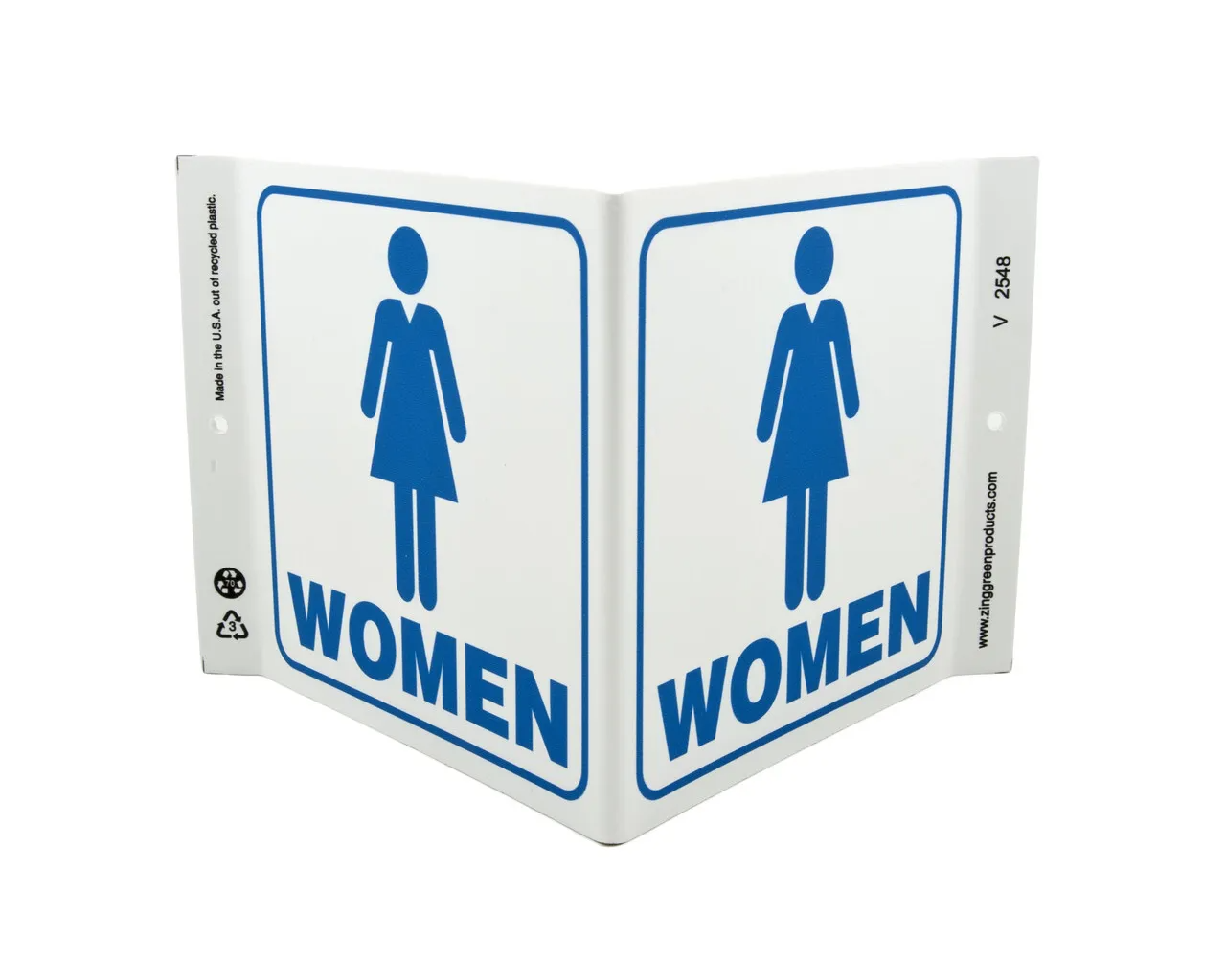 ZING 2548 Eco Public Facility V Sign, Women, 7Hx12Wx5D, Recycled Plastic