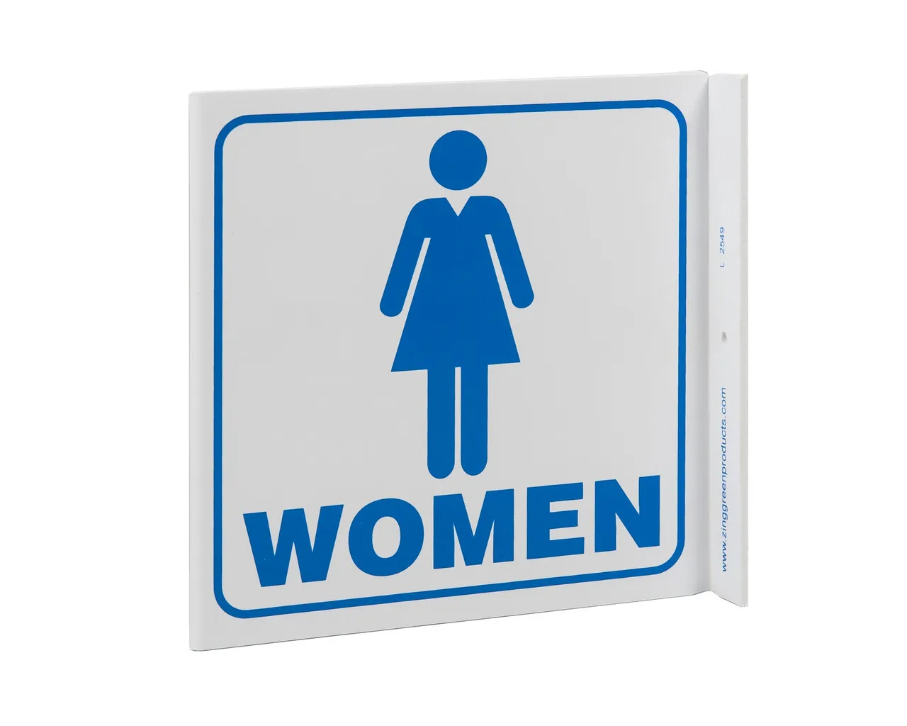 ZING 2549 Eco Public Facility L Sign, Women, 7Hx2.5Wx7D, Recycled Plastic