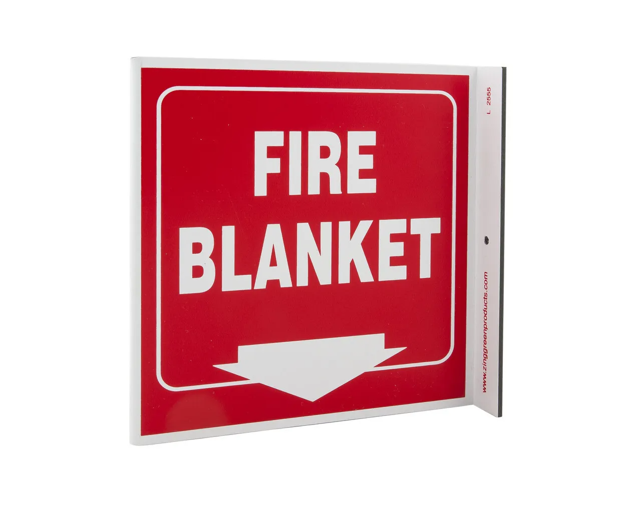 ZING 2555 Eco Safety L Sign, Fire Blanket, 7Hx2.5Wx7D, Recycled Plastic