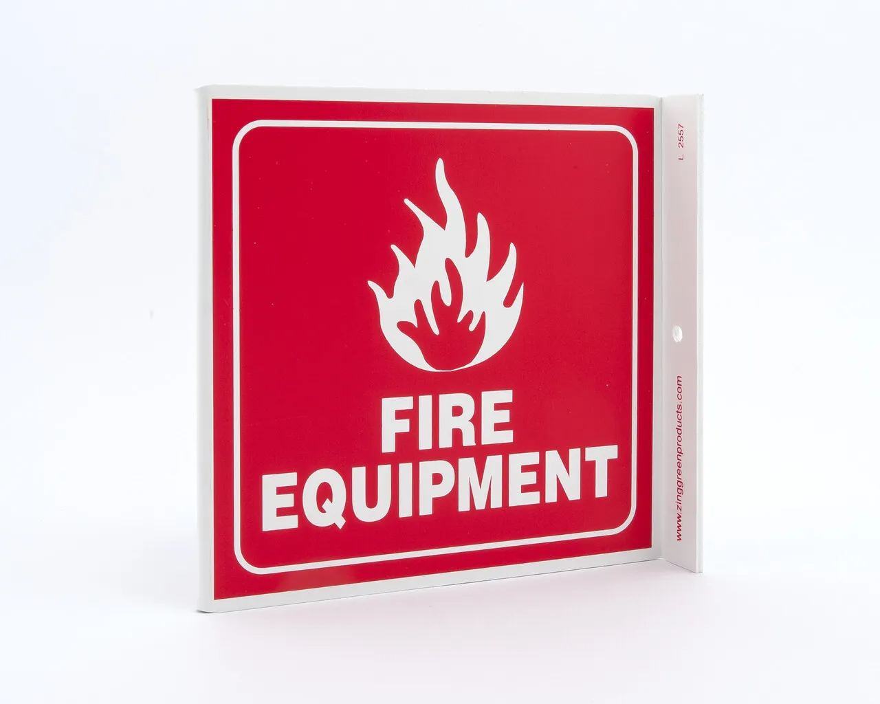 ZING 2557 Eco Safety L Sign, Fire Equipment, 7Hx2.5Wx7D, Recycled Plastic