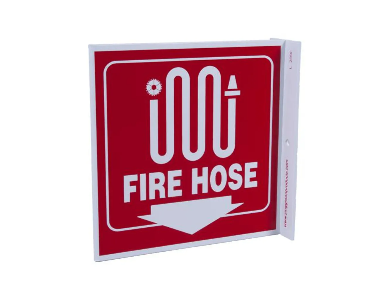 ZING 2559 Eco Safety L Sign, Fire Hose, 7Hx2.5Wx7D, Recycled Plastic
