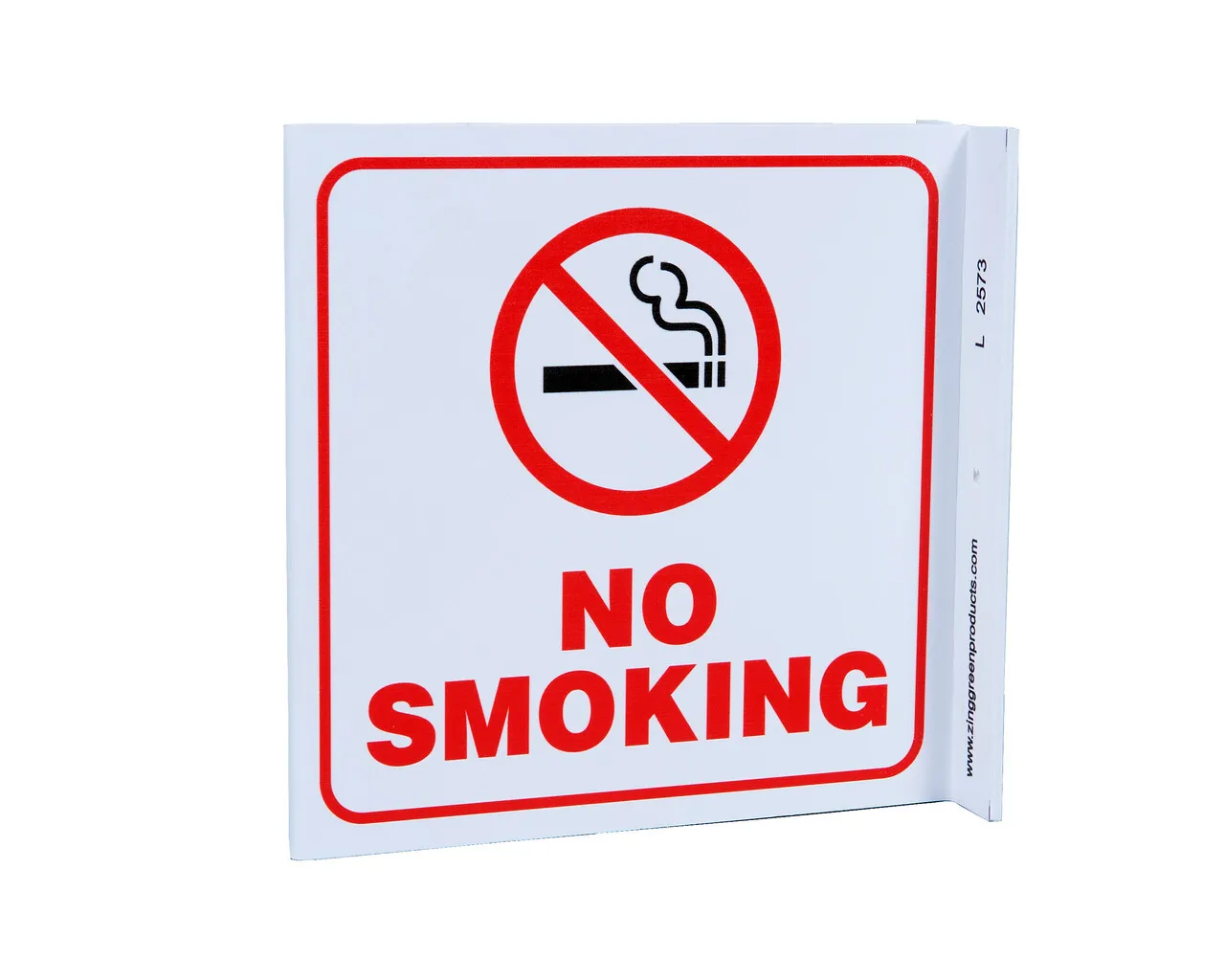 ZING 2573 Eco Safety L Sign, No Smoking, 7Hx2.5Wx7D, Recycled Plastic