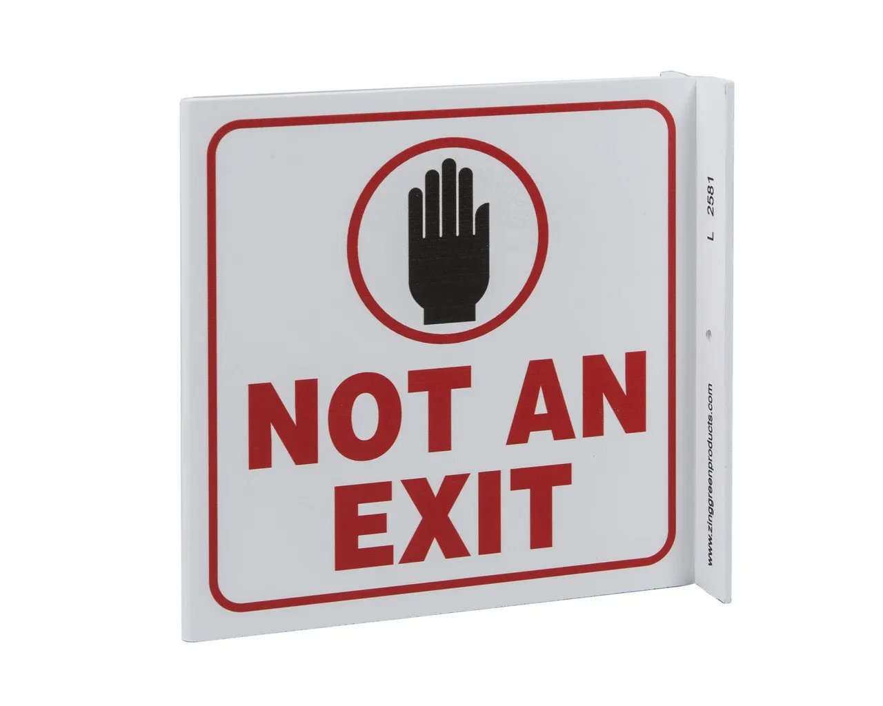 ZING 2581 Eco Safety L Sign, Not An Exit, 7Hx2.5Wx7D, Recycled Plastic