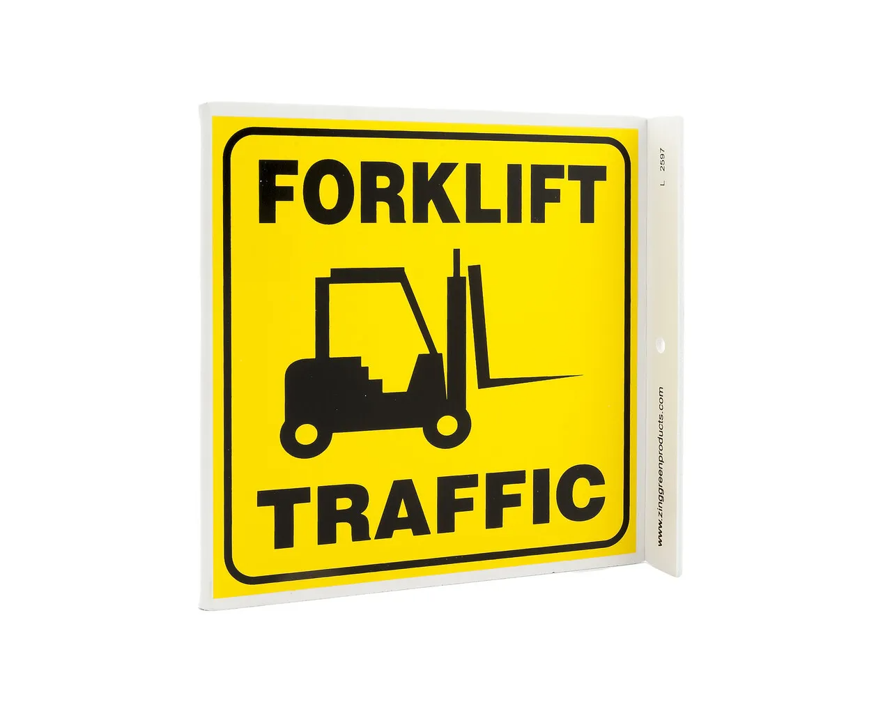 ZING 2597 Eco Safety L Sign, Forklift Traffic, 7Hx2.5Wx7D, Recycled Plastic