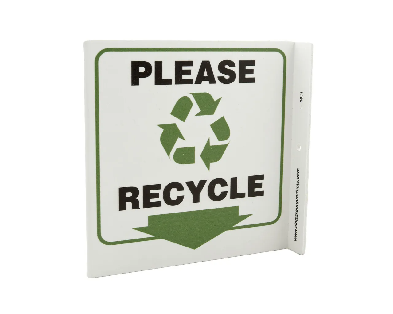 ZING 2611 Eco Recycle L Sign, Please Recycle, 7Hx2.5Wx7D, Recycled Plastic