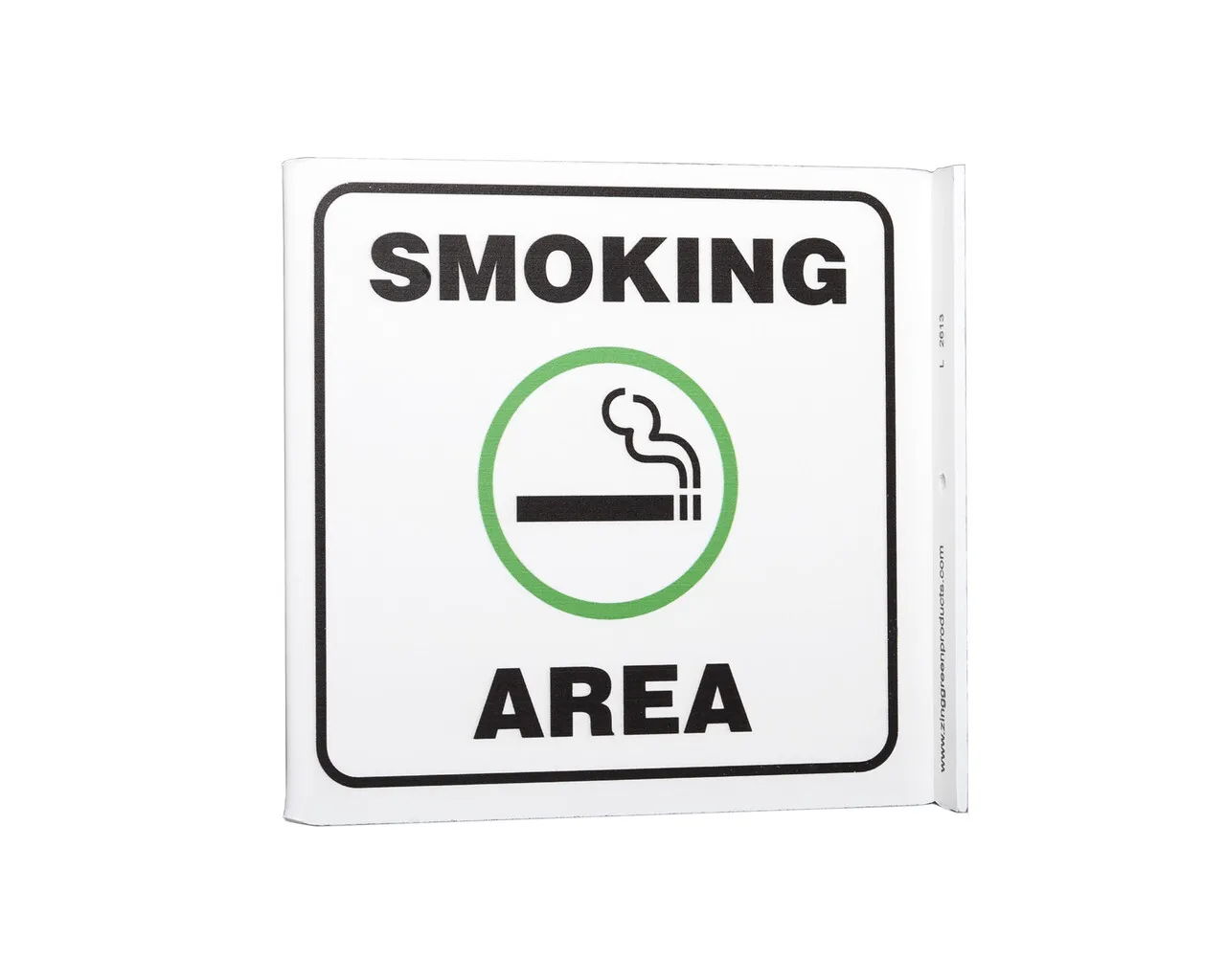 ZING 2613 Eco Safety L Sign, Smoking Area, 7Hx2.5Wx7D, Recycled Plastic