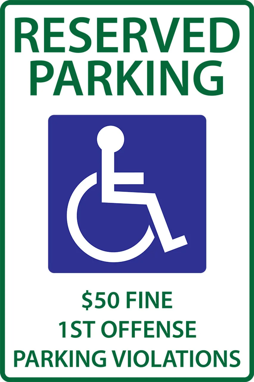 ZING 2678 Eco Parking Sign, Handicapped Reserved Parking Fine, Alabama, 18Hx12W, Engineer Grade Prismatic, Recycled Aluminum