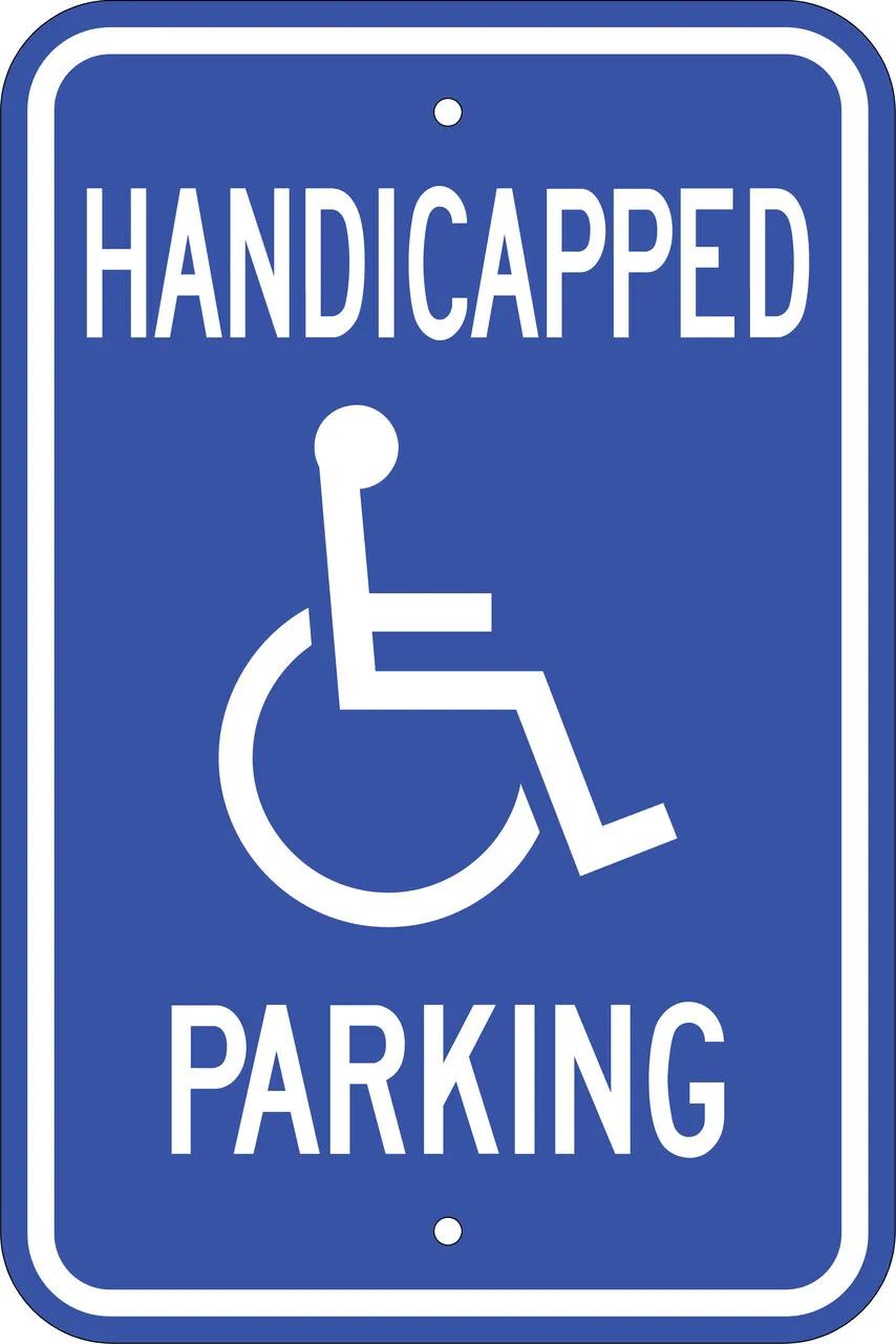 ZING 2681 Eco Parking Sign, Handicapped Parking with Symbol, 18Hx12W, Engineer Grade Prismatic, Recycled Aluminum