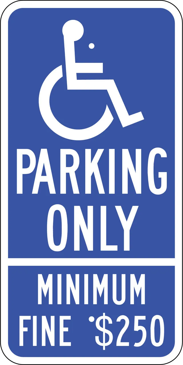 ZING 2682 Eco Parking Sign, Handicapped Parking Fine, California, 24Hx12W, Engineer Grade Prismatic, Recycled Aluminum