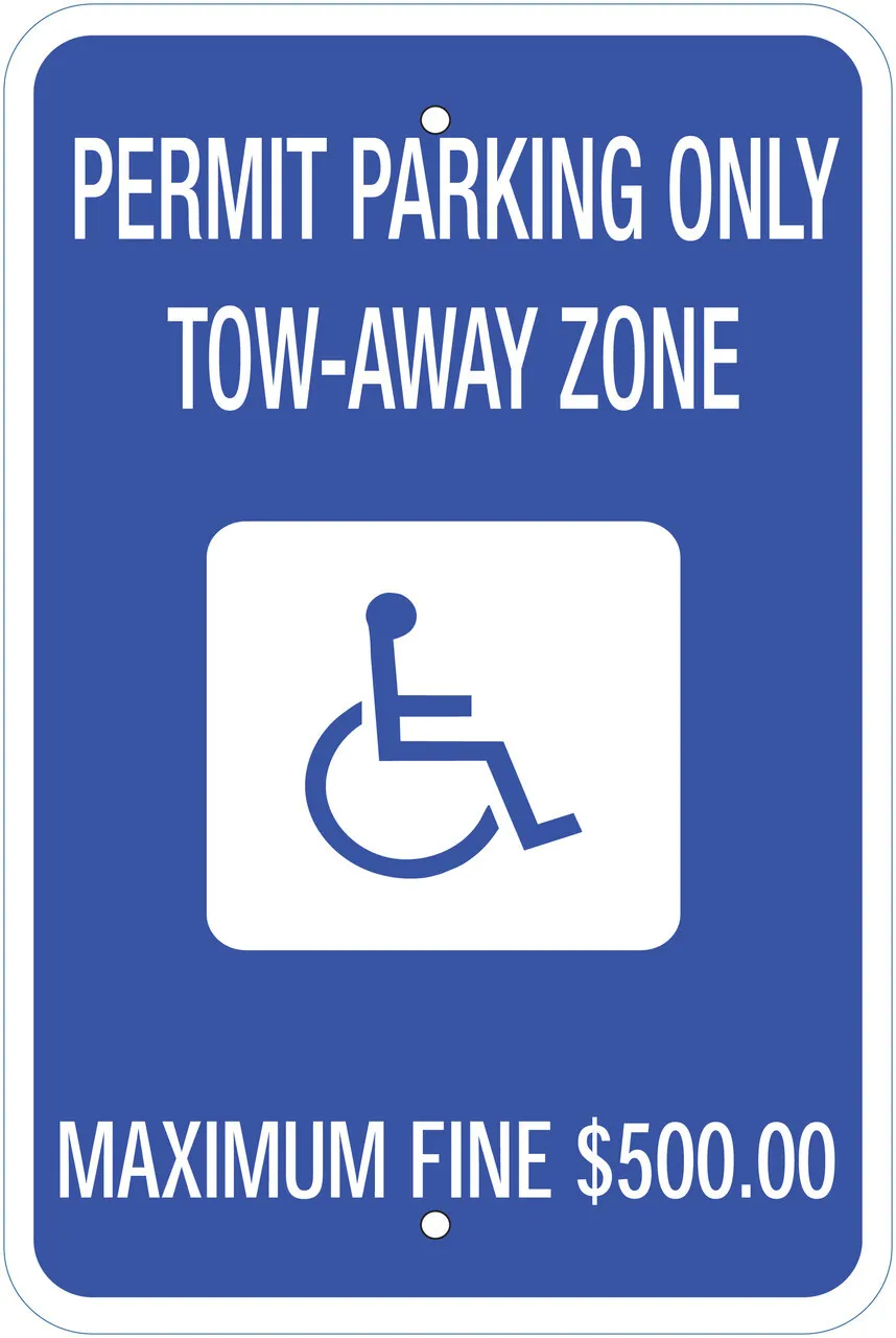 ZING 2687 Eco Parking Sign, Handicapped Permit Parking, Georgia, 18Hx12W, Engineer Grade Prismatic, Recycled Aluminum