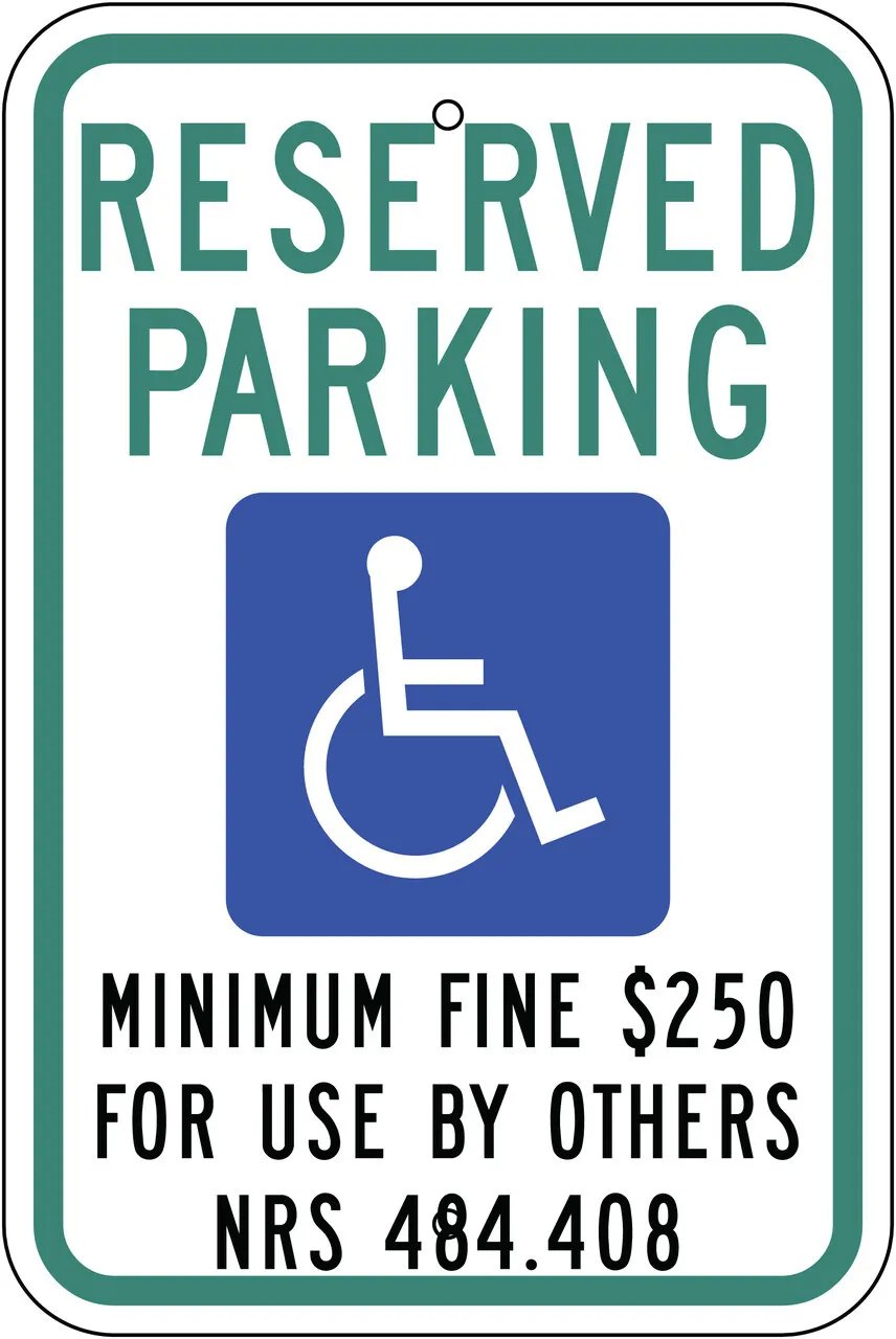 ZING 2695 Eco Parking Sign, Handicapped Reserved Parking, Nevada, 18Hx12W, Engineer Grade Prismatic, Recycled Aluminum