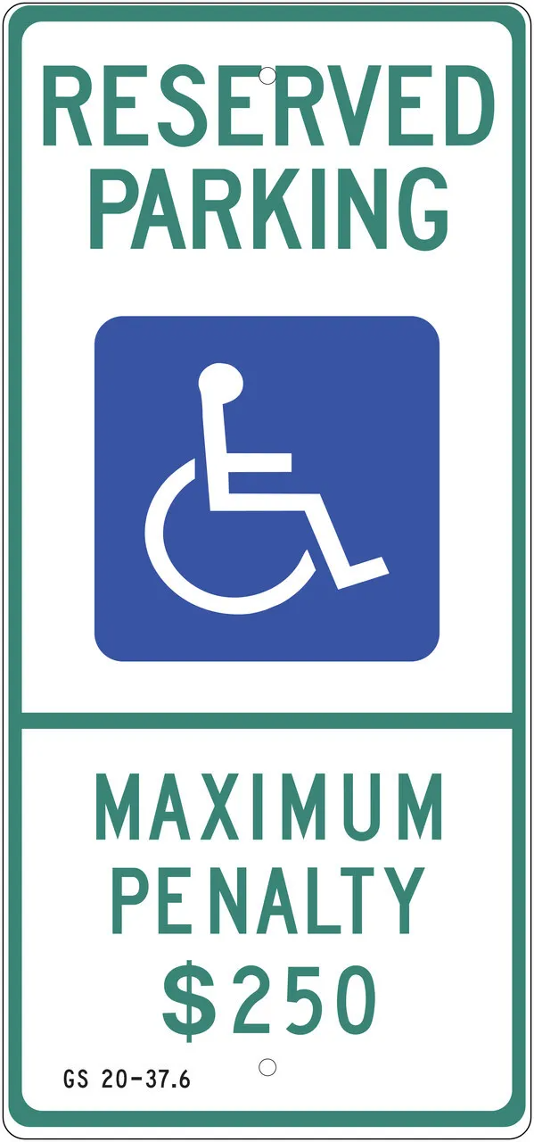 ZING 2697 Eco Parking Sign, Handicapped Reserved Parking, N. Carolina, 26Hx12W, Engineer Grade Prismatic, Recycled Aluminum