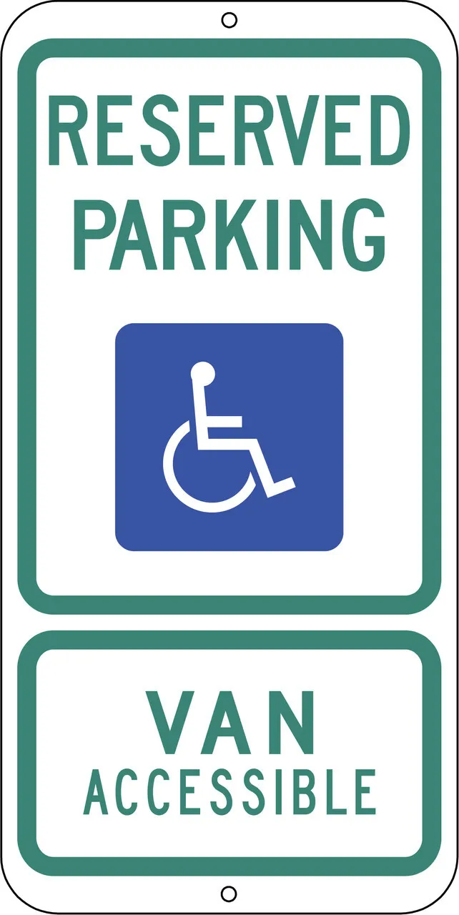 ZING 2704 Eco Parking Sign, Handicapped Parking Van Accessible, Texas, 24Hx12W, Engineer Grade Prismatic, Recycled Aluminum