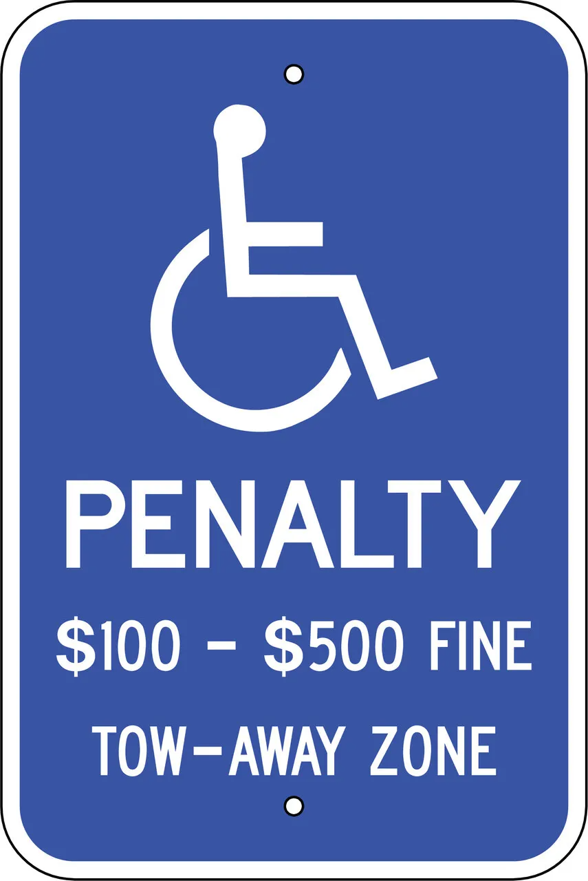 ZING 2705 Eco Parking Sign, Handicapped Parking Penalty, Virginia, 18Hx12W, Engineer Grade Prismatic, Recycled Aluminum