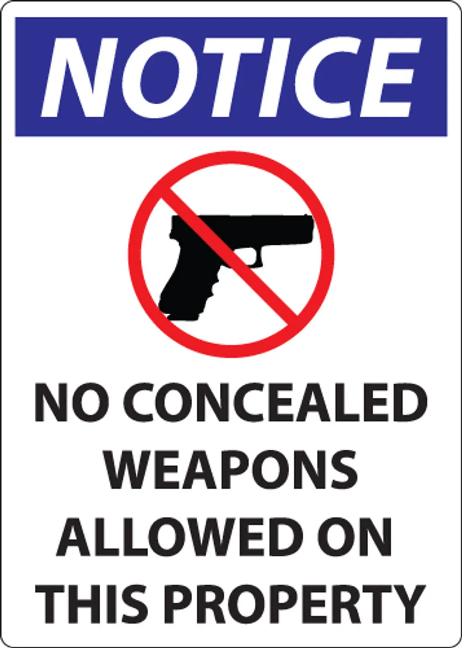 ZING 2803 Concealed Carry Sign, Missouri/Wisconsin, 14Hx10W, Available in Different Materials