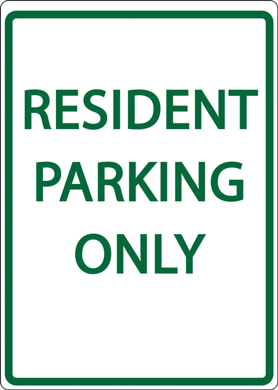 ZING 3072 Eco Parking Sign, RESIDENT PARKING ONLY, 18Hx12W, Engineer Grade Prismatic, Recycled Aluminum