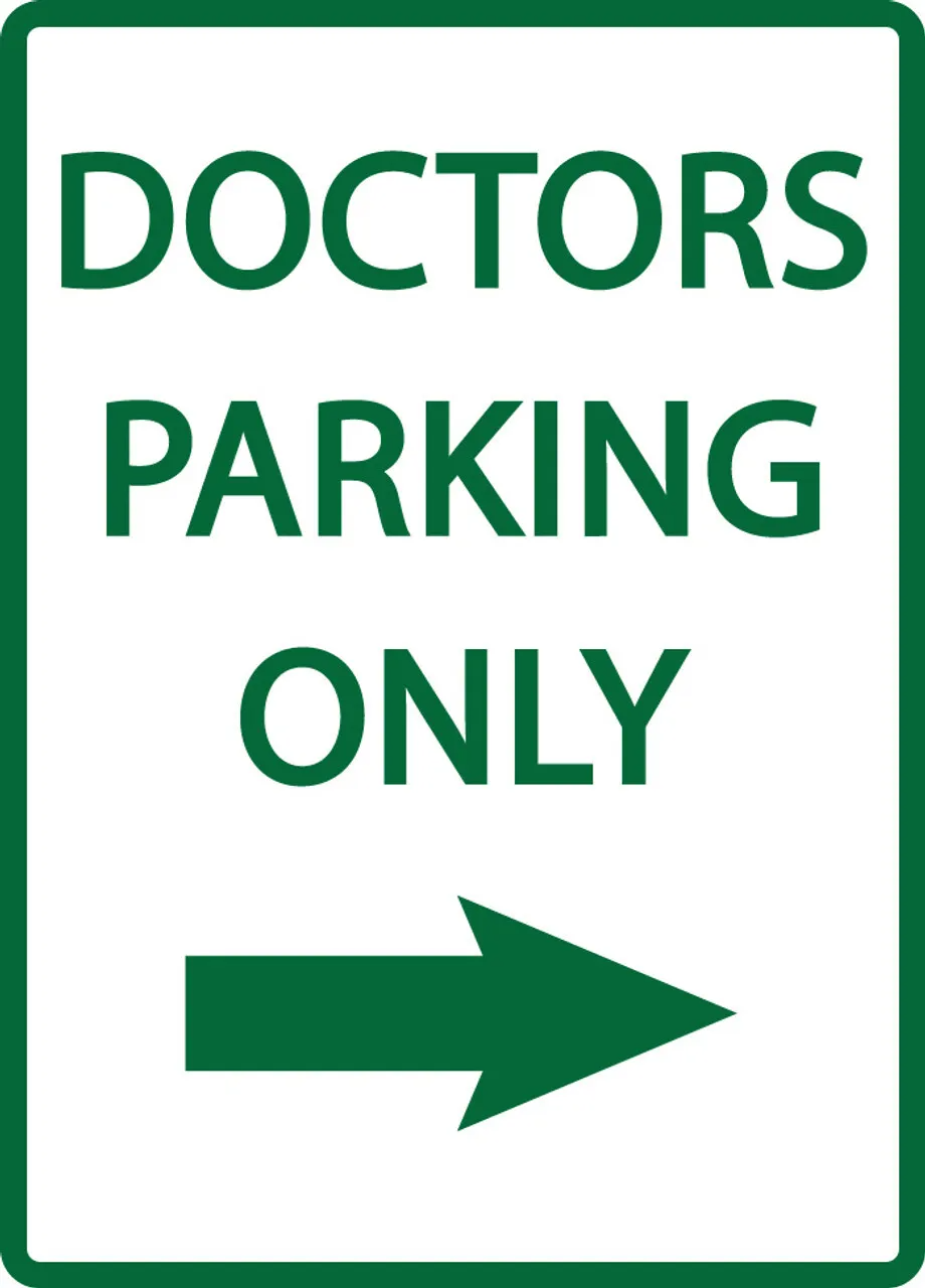 ZING 3074 Eco Parking Sign, DOCTORS PARKING ONLY w/Right Arrow, 18Hx12W, Engineer Grade Prismatic, Recycled Aluminum