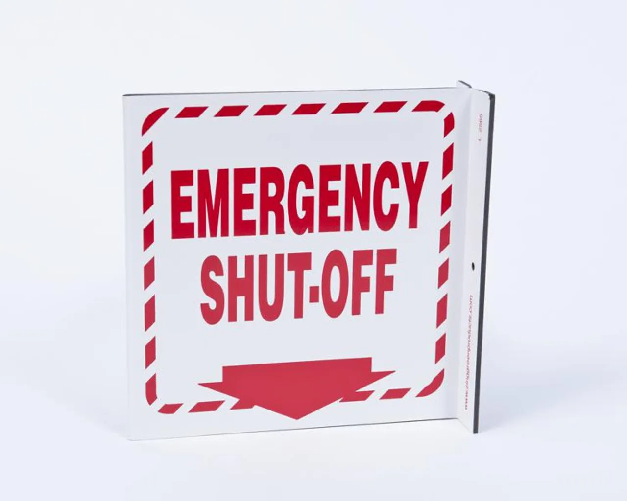 ZING 2565 Eco Safety L Sign, Emergency Shut Off, 7Hx2.5Wx7D, Recycled Plastic