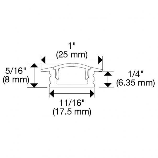 Task Lighting & Power L-002-CL 002 Series Recessed Aluminum Profile, Clear Lens