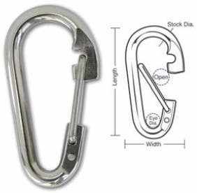 A561 A562 Tough Links Stainless Carabiner Snaps, Wire Gate
