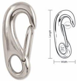 A591 A592 A593 Tough Links Stainless Carabiner Snaps, Wire Gate, Fixed Eye