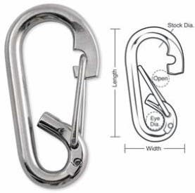 A563 A564 A565 A566 Tough Links Oval Stainless Loop Spring Carabiner Snaps, Wire Gate