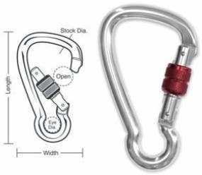 A575 A578 A581  Tough Links Locking Spring Carabiner Snaps, Screw Lock