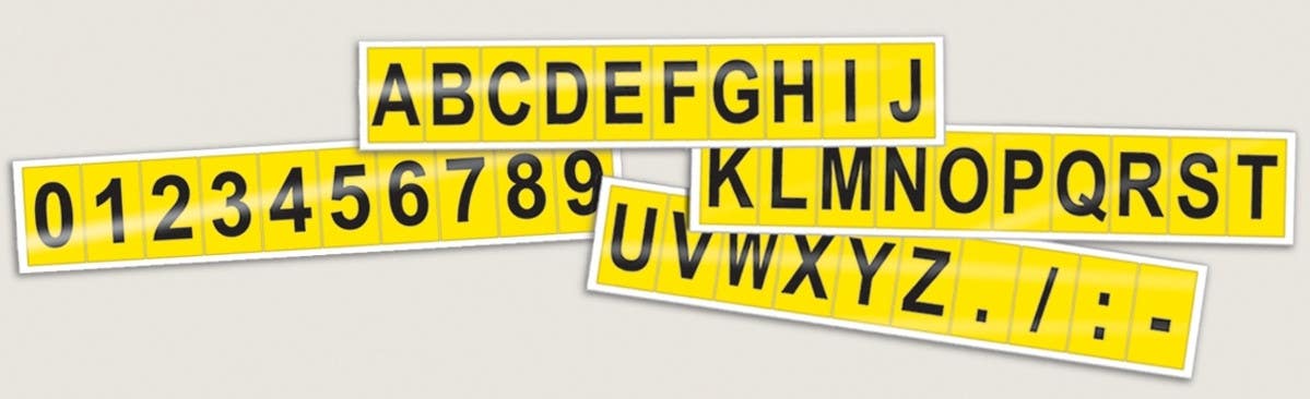 AccuformNMC NCT Consecutive Letter And Number Markers, Reflective Vinyl, Black on Yellow