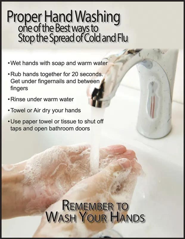 AccuformNMC P4850 Safety Poster, Proper Hand Washing