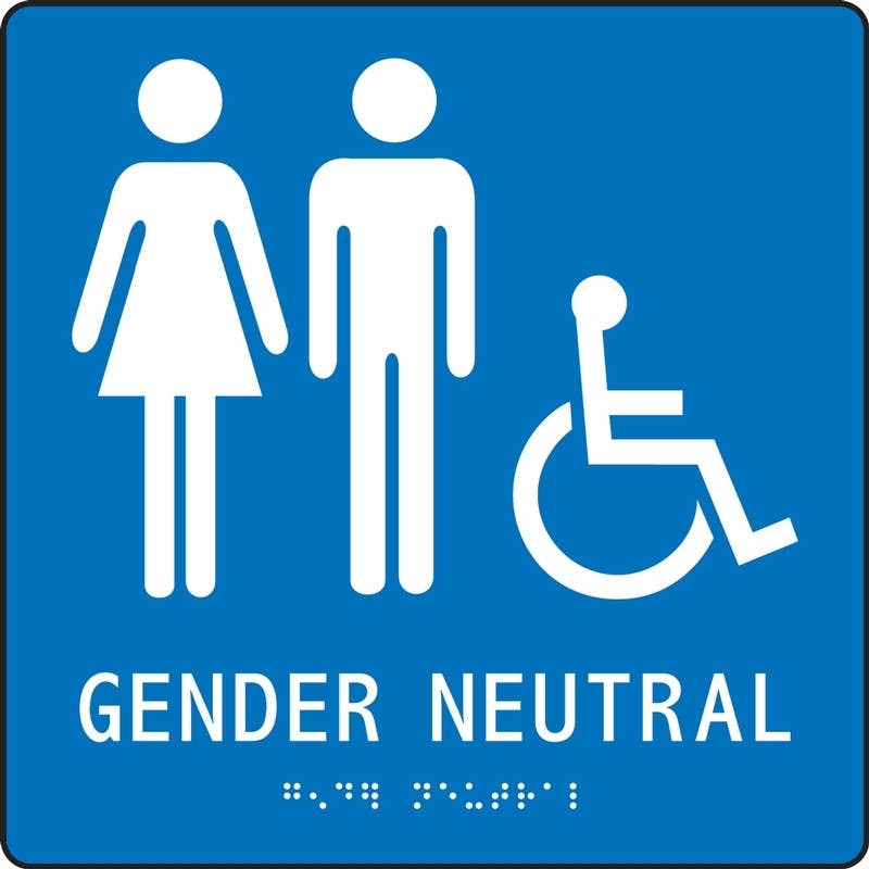 AccuformNMC PAD143 ADA Braille Gender-Neutral Sign, Gender Neutral Restroom, 9" x 9"