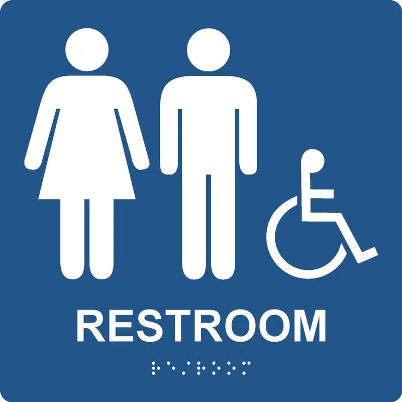 AccuformNMC PAD926 ADA Braille Tactile Sign, Handicap Accessible Unisex Restroom (Square), 8" x 8"