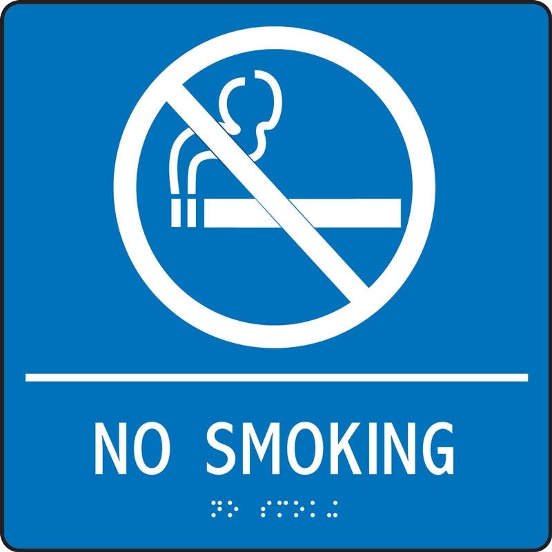 AccuformNMC PAD933 Restroom And Access ADA Braille Signs, No Smoking, 8" x 8"