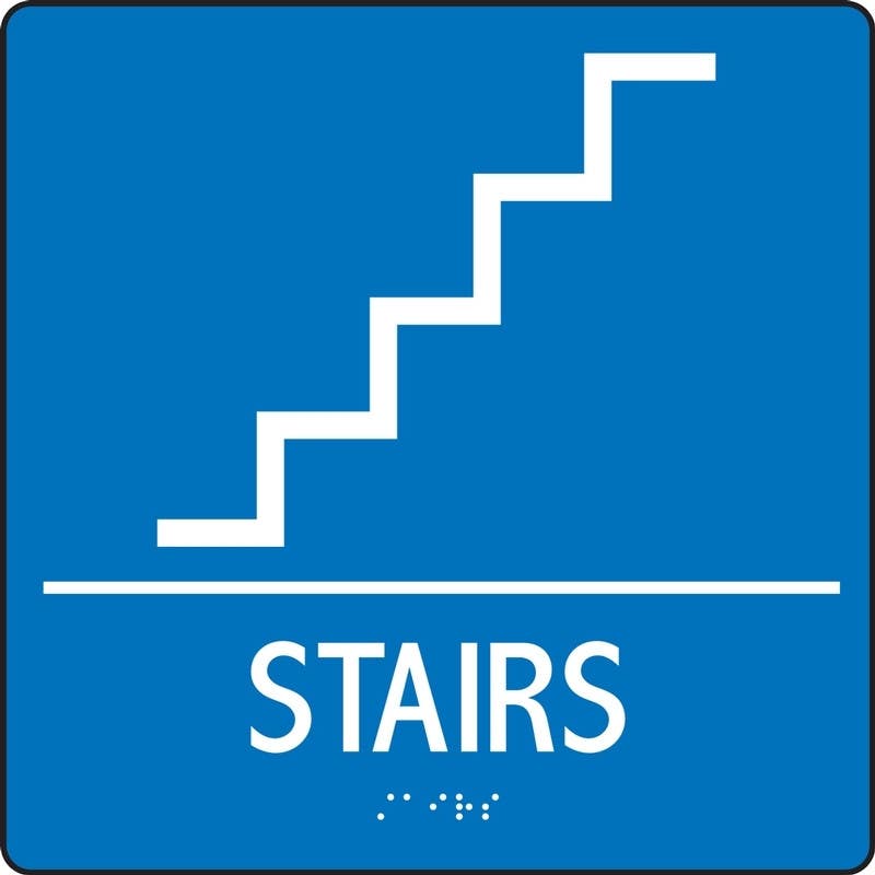 AccuformNMC PAD935 Restroom And Access ADA Braille Signs, Stairs, 8" x 8"