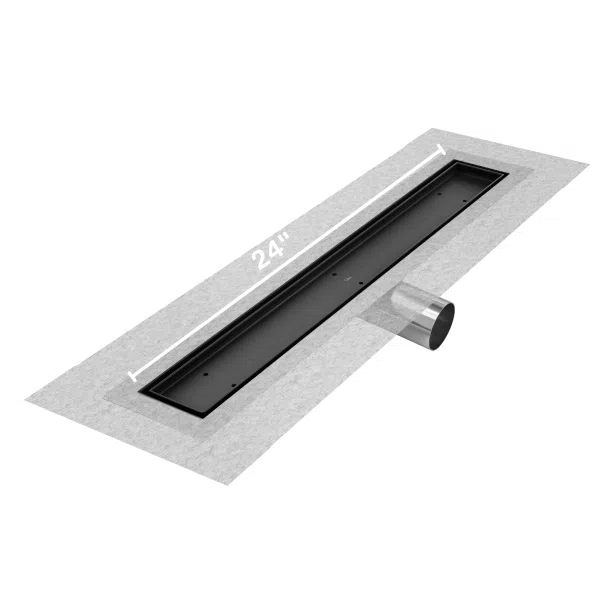 QM Drain 33.500. Mist (Tile In) Delmar Standard Length Side Outlet Linear Drain