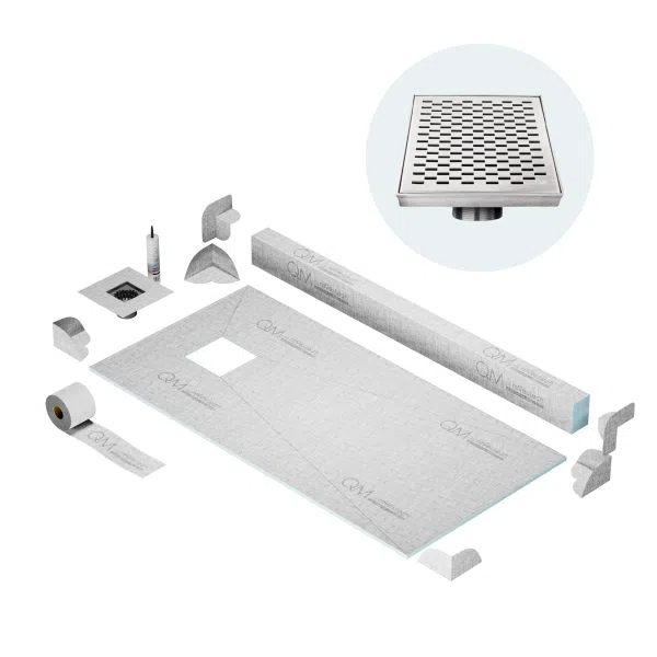 QM Drain SP Curb Delta Shower Pan Kit Square Drain