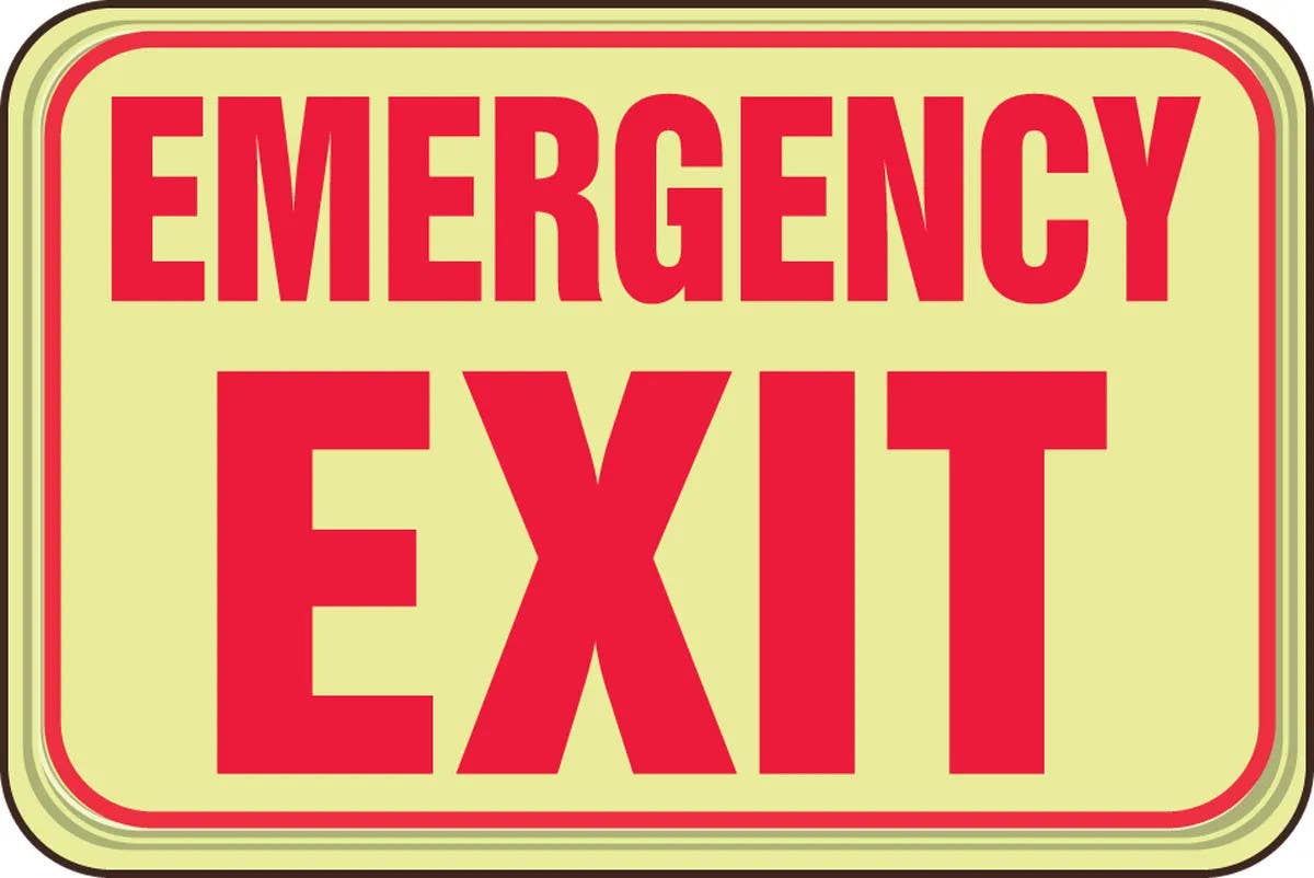 AccuformNMC PAR723 Glow-In-The-Dark Safety Sign, Emergency Exit, 6" H x 9" W