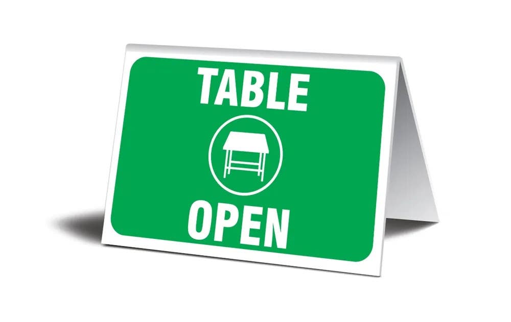 AccuformNMC PAT314 Table Top Sign, Table Open, 3-1/2" H x 5" W