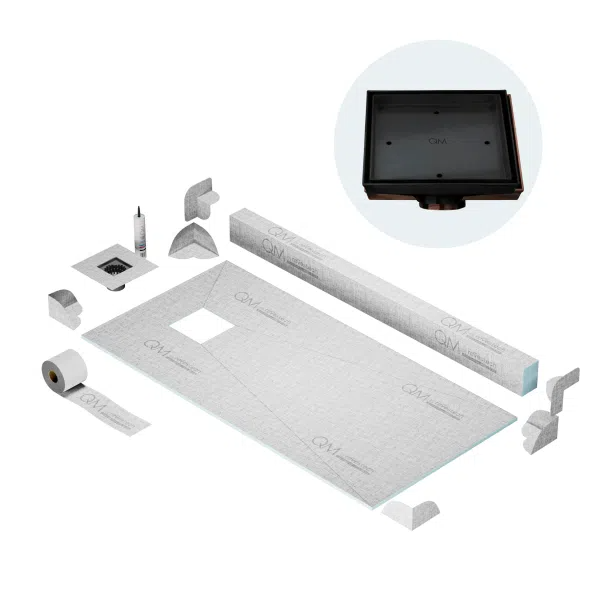 QM Drain SP Curb Mist (Tile-In) Shower Pan Kit Square Drain
