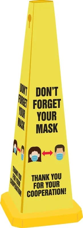 AccuformNMC PFC349 Quad Cone Safety Message, Don't Forget Your Mask Thank You For Your Cooperation, 35" H