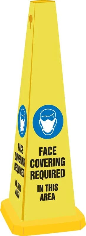 AccuformNMC PFC350 Quad Cone Safety Message, Face Covering Required In This Area, 35" H