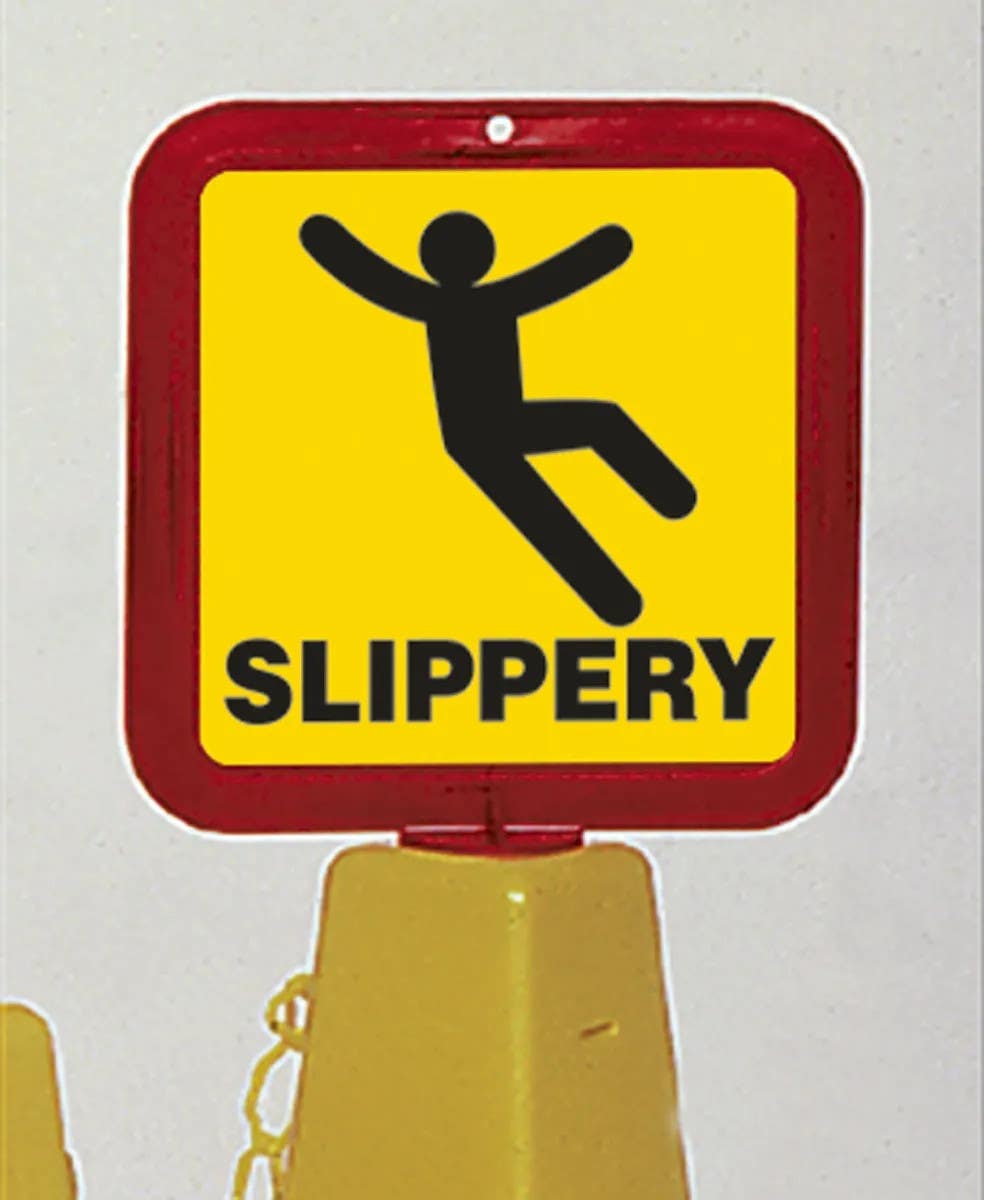 AccuformNMC PFC634 Sign Holder Label, Slippery, Yellow Adhesive Vinyl, 8" x 8"