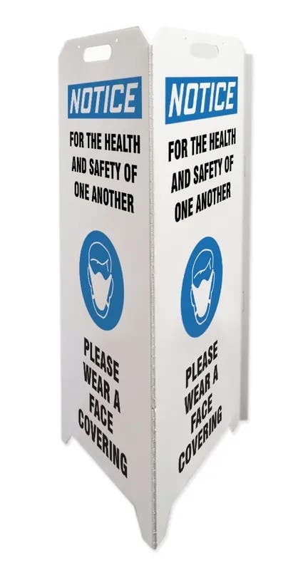 AccuformNMC PFE361 OSHA Notice Triple-Sided Fold-Ups Safety Sign, For The Health And Safety Of One Another Please Wear...