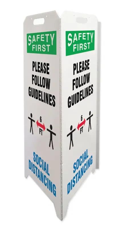 AccuformNMC PFE368 OSHA Safety First Triple-Sided Fold-Ups Safety Sign, Please Follow Our Guidelines Below…