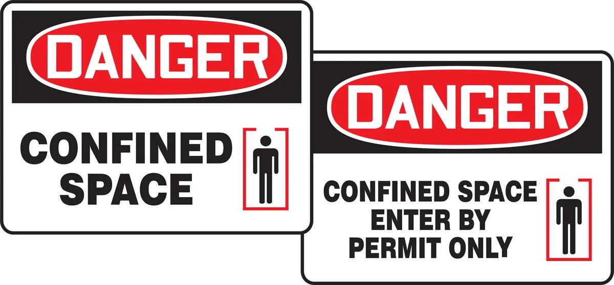 AccuformNMC PFK107 OSHA Danger Quik Sign Fold-Ups, Confined Space / Confined Space Enter By Permit Only, 18" H x 24" W