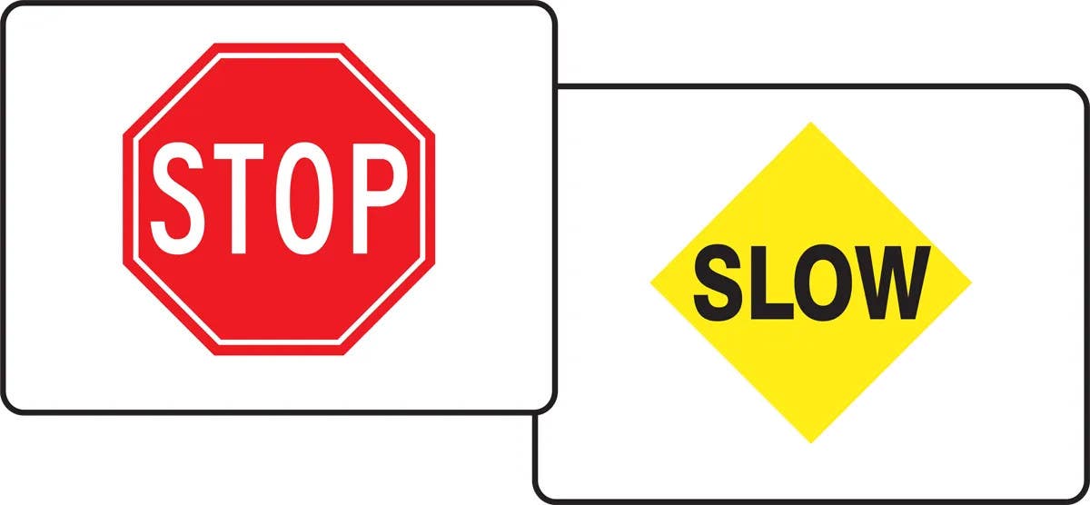 AccuformNMC PFK501 Quik Sign Fold-Ups, Stop / Slow, Corrugated Plastic, 18" H x 24" W