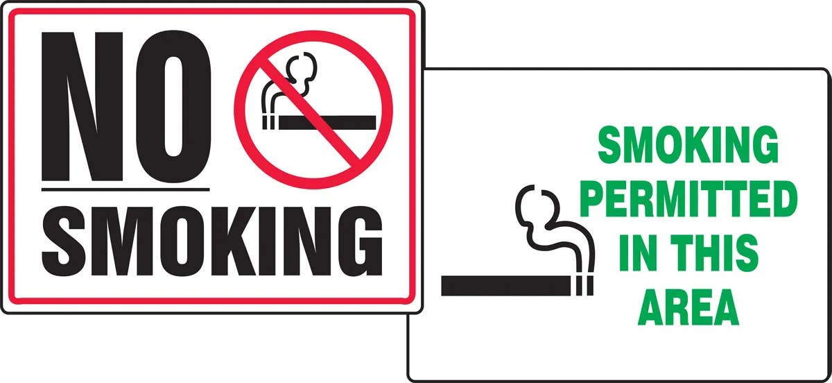 AccuformNMC PFK508 Quik Sign Fold-Ups, No Smoking / Smoking Permitted In This Area, 18" H x 24" W