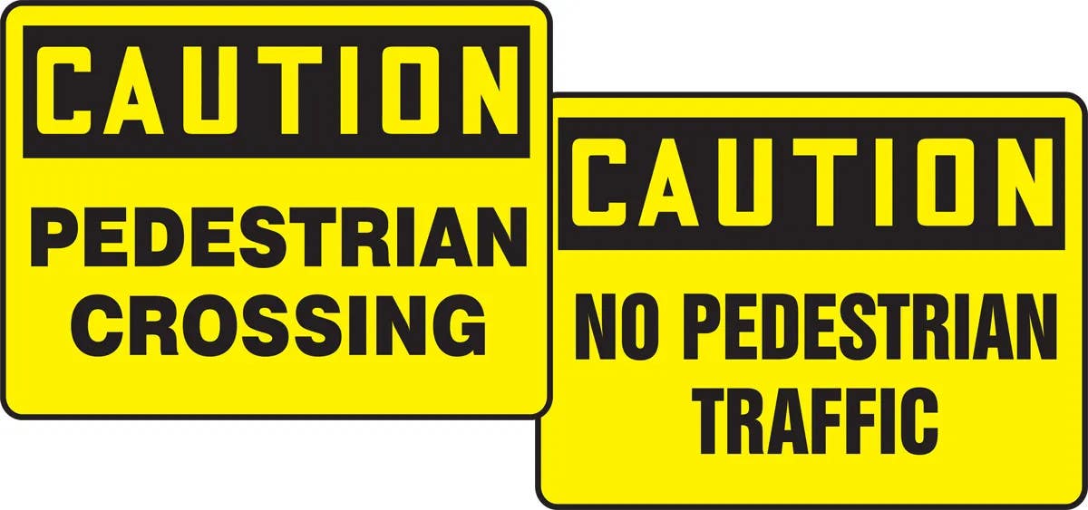 AccuformNMC PFK601 OSHA Caution Quik Sign Fold-Ups, Pedestrian Crossing / No Pedestrian Traffic, 18" H x 24" W